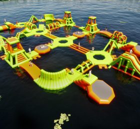 S194 Green Inflatable Water Park Aqua Pa...